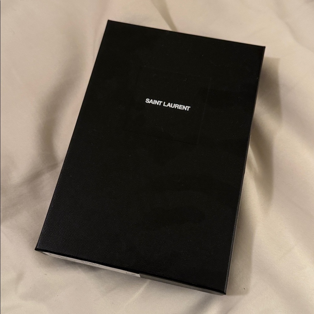 Saint Laurent YSL Dark Gray Leather Wallet Card Holder Case with gold hardware - Picture 6 of 9